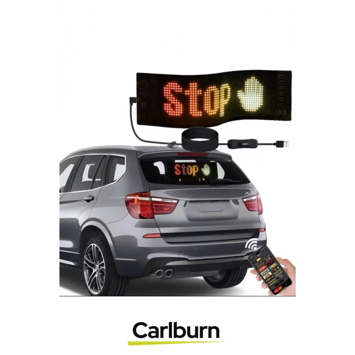 Taşınabilir Özelleştirilebilir Cama Yapıştırılan Mobil Uygulama Kontrollü Araç Oto RGB LED Panel