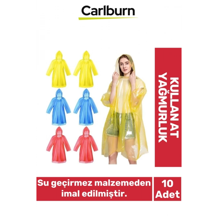 Özel Üretim Kullan At Su Geçirmez Sızdırmaz 0,2mm Kalınlık Tek Kullanımlık 10 Adet Yağmurluk