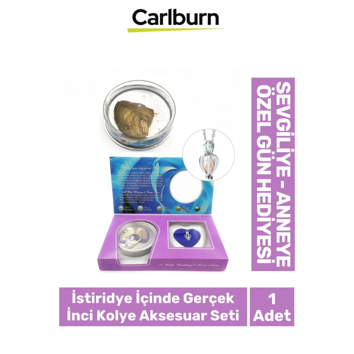 Özel Üretim Doğum Günü Sevgiliye Hediye Kutulu Şık İstiridye İçinde Gerçek İnci Kolye Aksesuar Seti