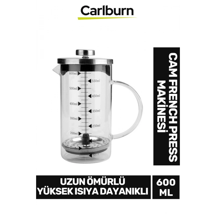 Özel Üretim Isıyı Uzun Süre Koruyan Süzgeçli Bitki Çayı Demliği Filtre Kahve French Press 600 ml