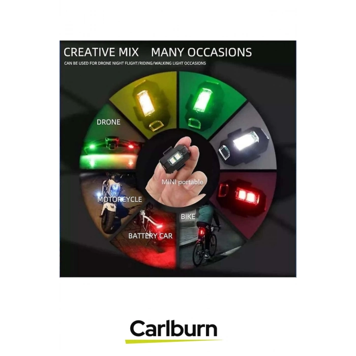 Uzun Süre Dayanıklı Minyatür Usb Şarjlı Bisiklet Motorsiklet Drone Flaşör Led İkaz Lambası 7 Renkli