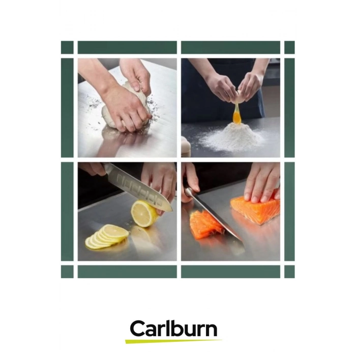 Yüksek Kaliteli Estetik Tasarımlı Dayanıklı Kaymaz Yüzey Paslanmaz Çelik Sebze Meyve Et Kesim Panosu