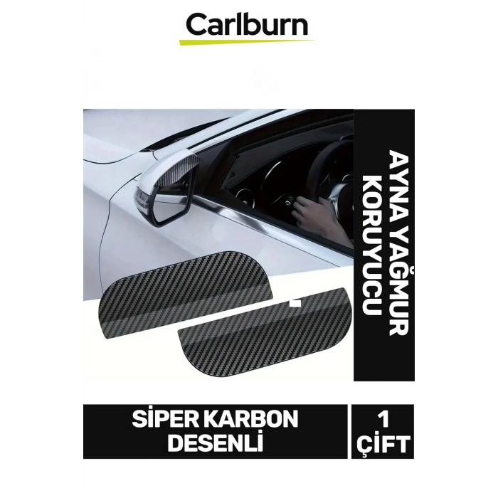Tüm Araçlara Uyumlu Kolay Montaj Araba Ayna Su Yağmur Koruyucu Siper Karbon Desenli