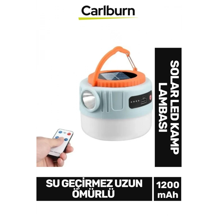 Su Geçirmez 1200 mAh 3 Modlu 10 Parlaklık Kademeli Solar Led Kamp Balık Av Çadır Lambası