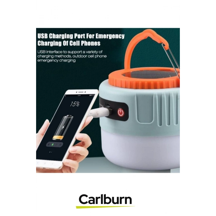 Su Geçirmez 1200 mAh 3 Modlu 10 Parlaklık Kademeli Solar Led Kamp Balık Av Çadır Lambası