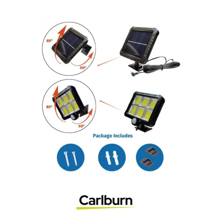 Su Geçirmez Uzun Ömürlü 12W Aydnlatma 5 Metre Mesafeli 3 Modlu Hareket Sensörlü Solar Lamba