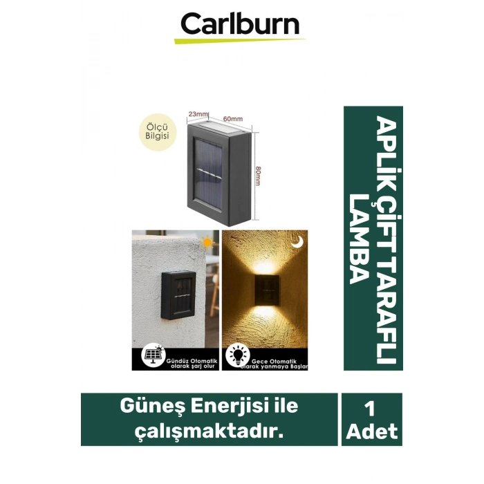 Su Geçirmez Solar Aydınlatma Güneş Enerjili 600mAh Solar Aplik Gün Işığı Çift Taraflı Duvar Lamba