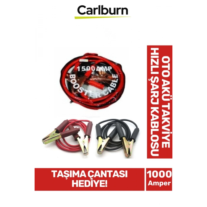 Özel Kalın Taşıma Çantalı %100 Bakır Kalın Kablo 1500 Amper Güçlü Oto Akü Takviye Hızlı Şarj Kablosu