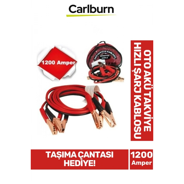Özel Kalın Taşıma Çantalı %100 Bakır Kalın Kablo 1200 Amper Güçlü Oto Akü Takviye Hızlı Şarj Kablosu