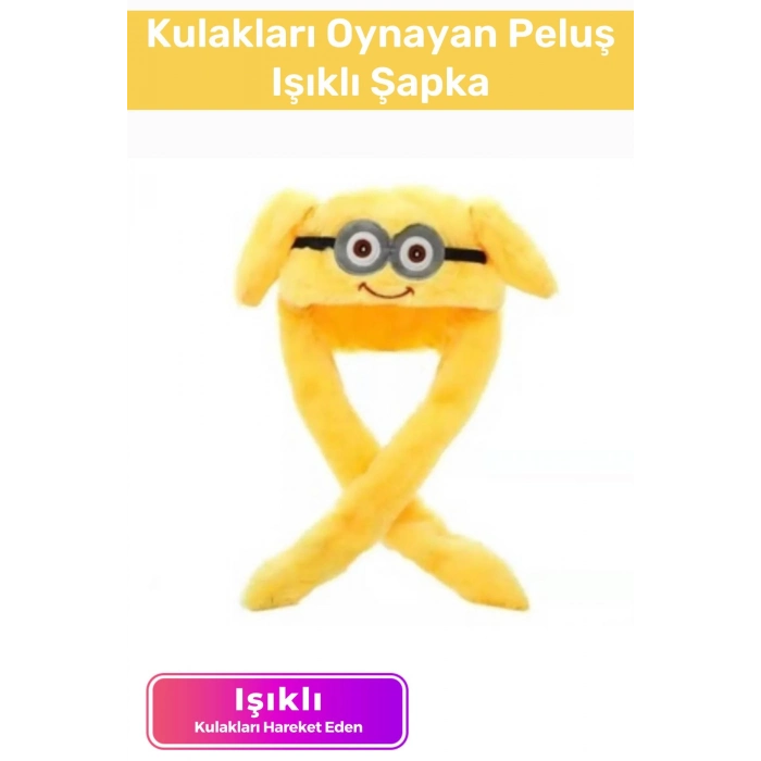 Özel Üretim Kışlık Sevimli Zarif Rahat Hareketli Kulakları Kalkan Oynayan Peluş Işıklı Şapka