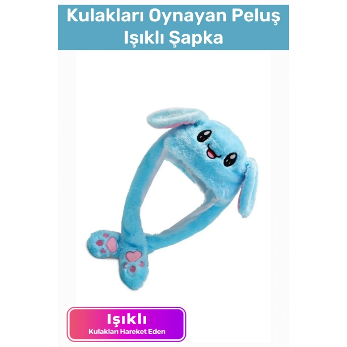 Özel Üretim Kışlık Sevimli Zarif Rahat Hareketli Kulakları Kalkan Oynayan Peluş Işıklı Şapka