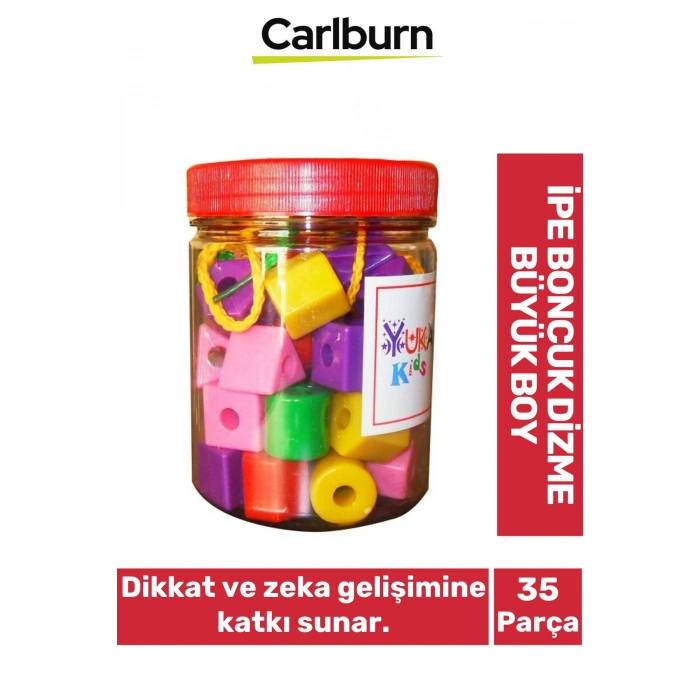 Zeka Eğitici Görsel Algı Dikkat Geliştirici Psikomotor Şekil Renk Uzamsal Büyük Boy İpe Boncuk Dizme