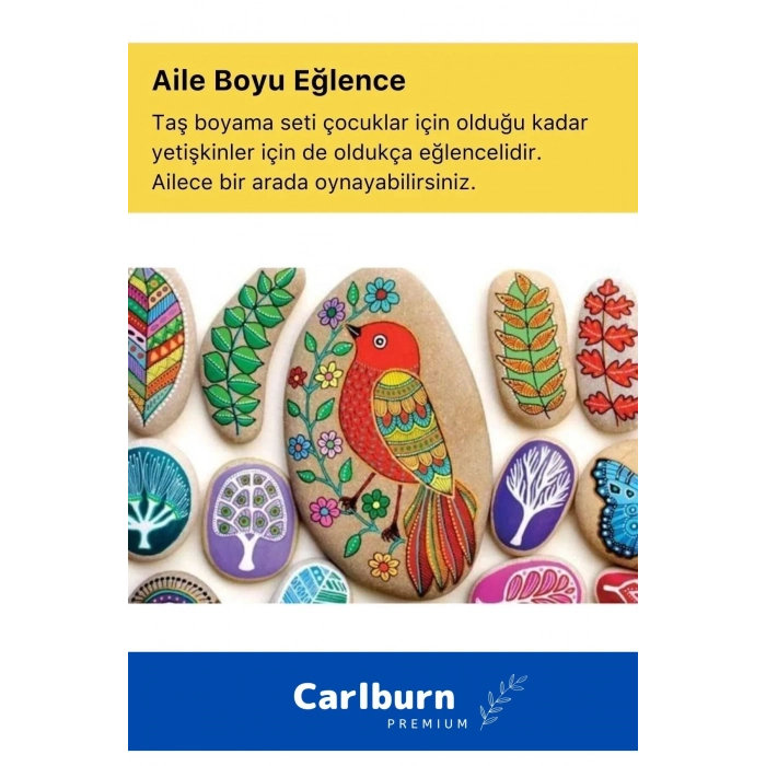 3 Yaş Üstü Çocuklar Için Zeka Geliştirici 6 Renk Akrilik Boyalı Fırçalı Taş Boyama Aktivite Seti