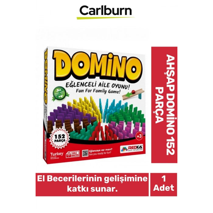 El Becerileri Dikkat Geliştiren Öğretici Eğitici 9 Renkli Ahşap Domino 152 Parça Oyun