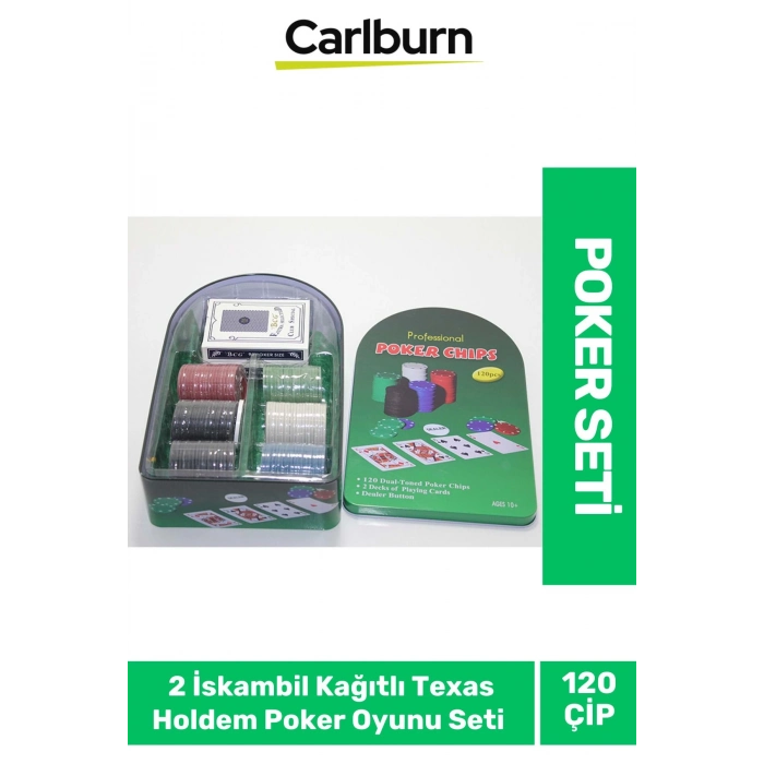 Profesyonel Blackjack 120 Poker Çipli 2 İskambil Kağıtlı Texas Holdem Casino Metal Poker Oyunu Seti