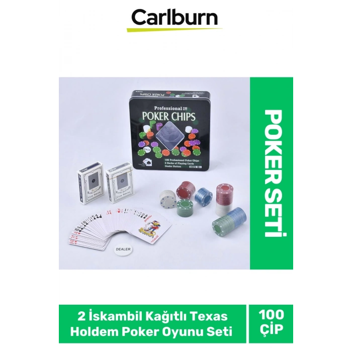 Profesyonel Blackjack 100 Poker Çipli 2 İskambil Kağıtlı Texas Holdem Casino Metal Poker Oyunu Seti