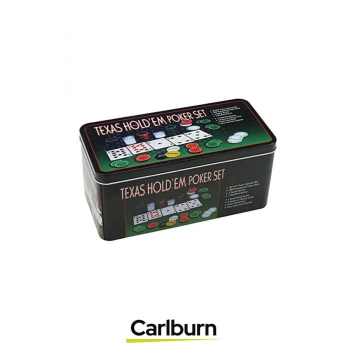 Profesyonel Blackjack 200 Poker Çipli 2 İskambil Kağıtlı Texas Holdem Casino Metal Poker Oyunu Seti