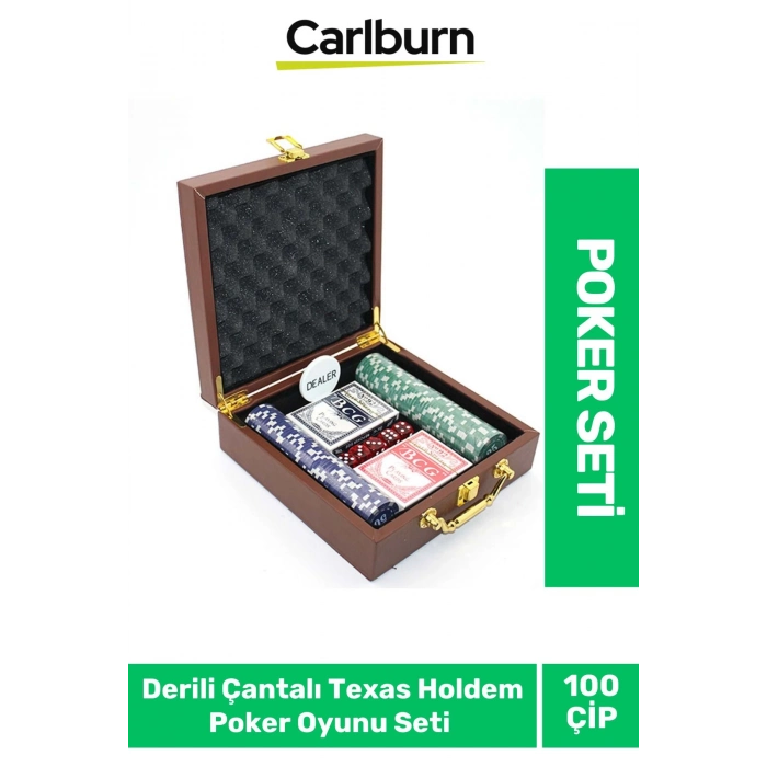 Profesyonel Blackjack Texas Holdem Casino Deri Çantalı 100 Chipli Poker Oyunu