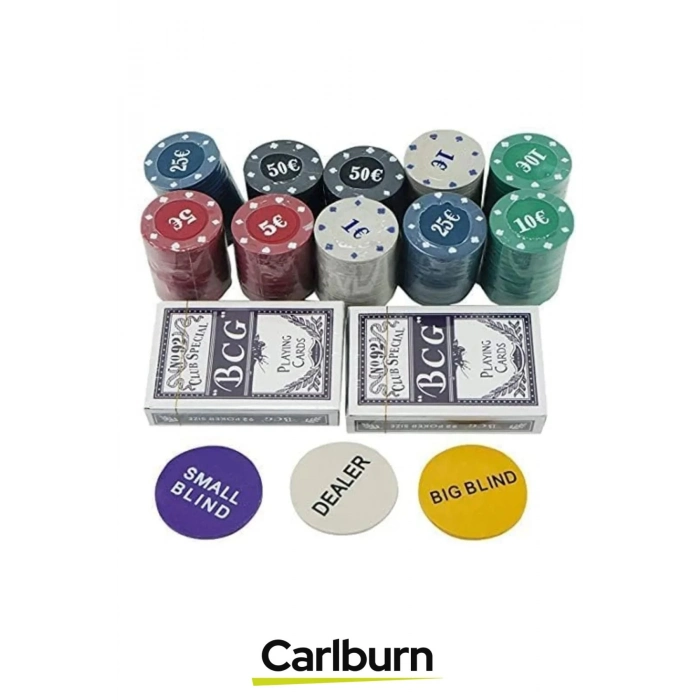 Profesyonel Blackjack Texas Holdem Casino Deri Çantalı 100 Chipli Poker Oyunu