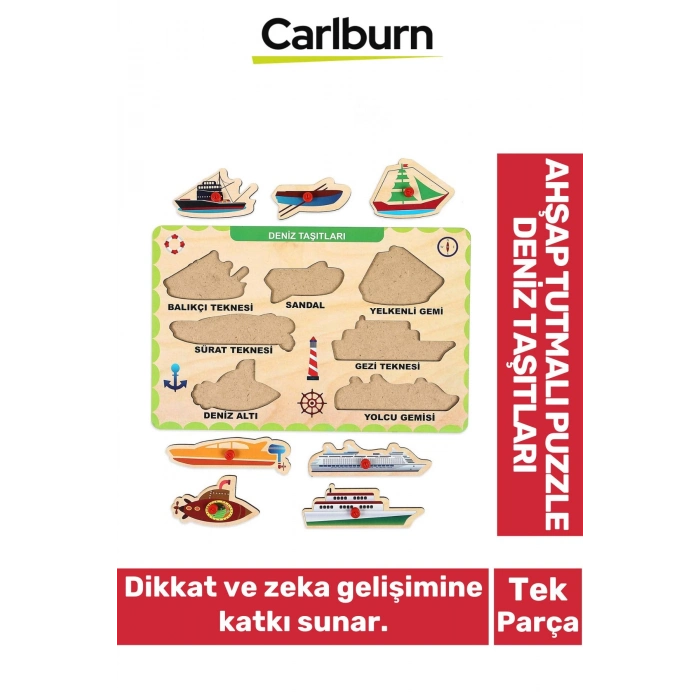 Özel Üretim Eğitici Öğretici Zeka Geliştirici Çocuk Ebeveyn Deniz Taşıtları Ahşap Tutmalı Puzzle