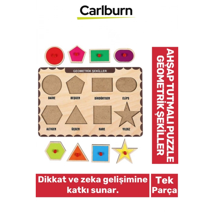Özel Üretim Eğitici Öğretici Zeka Geliştirici Çocuk Ebeveyn Geometrik Şekiller Ahşap Tutmalı Puzzle