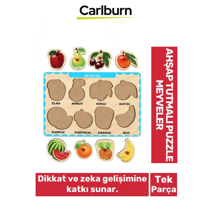 Özel Üretim Eğitici Öğretici Zeka Geliştirici Çocuk Ebeveyn Meyveler Ahşap Tutmalı Puzzle