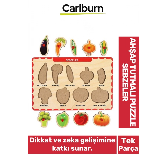 Özel Üretim Eğitici Öğretici Zeka Geliştirici Çocuk Ebeveyn Sebzeler Ahşap Tutmalı Puzzle