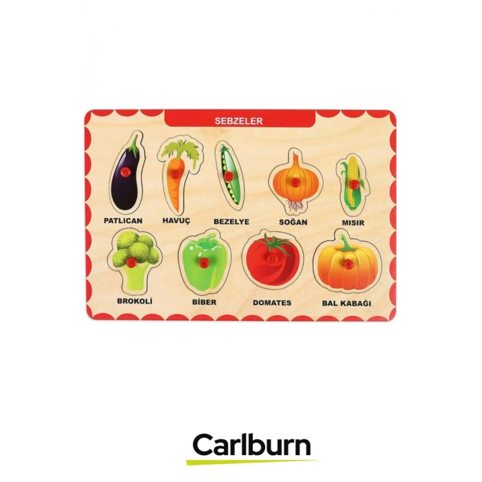 Özel Üretim Eğitici Öğretici Zeka Geliştirici Çocuk Ebeveyn Sebzeler Ahşap Tutmalı Puzzle