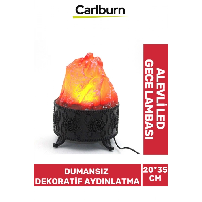 Özel Üretim Piili Piriz Fiş Takmalı 20*35cm Dumansız Dekoratif Alevli Led Lamba