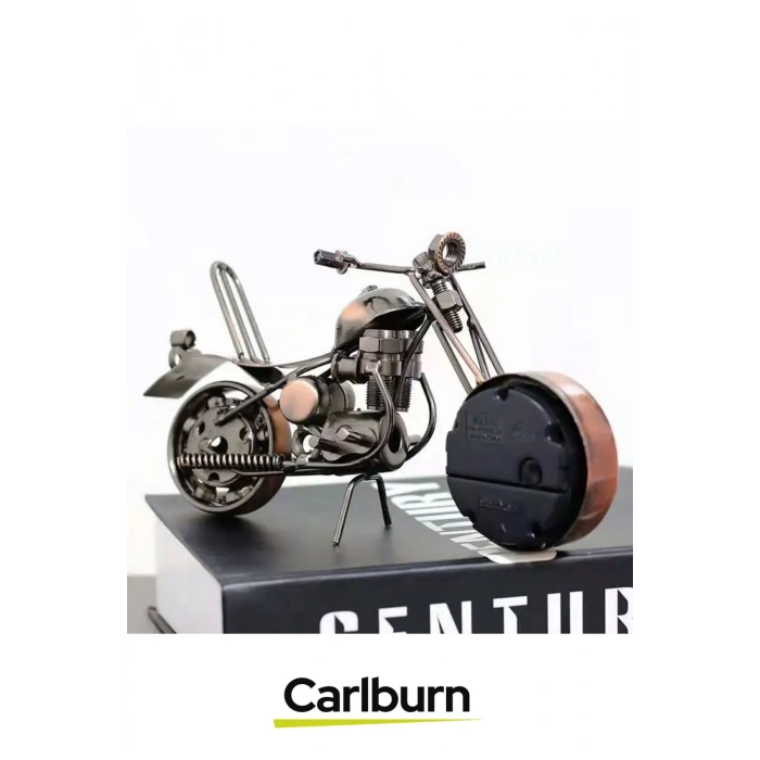 Özel Üretim Vintage Nostaljik Şık Dekoratif Alarmlı Pilli Kaliteli Metal Masa Motosiklet Saat