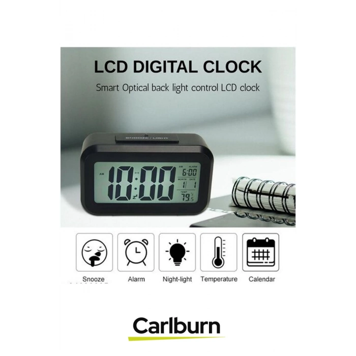 Özel Üretim Dekoratif Işık Sensörlü Dijital Tarih Oda Sıcaklığı 3 Farlı Ton Alarmlı Masa Çalar Saat