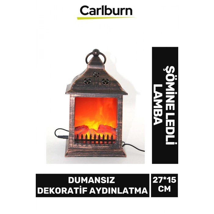 Özel Üretim Dekoratif Piili Pirize Fiş Takılabilir Dumansız Aydınlatma Şömine Ledli Lamba 27*15 Cm
