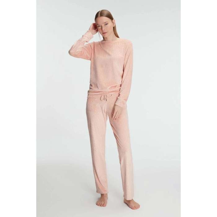 Yeni Sezon Yumuşak Doku Rahat Kesim Sıcak Tutan Esnek Uzun Kol Sweatshirt Pantolon Pijama Takımı