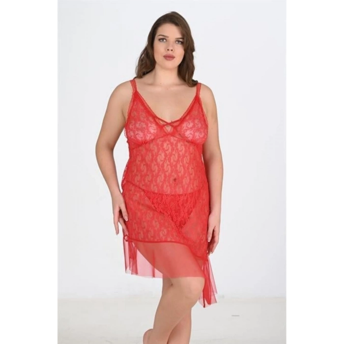 Yeni Sezon Rahat Dantel İşlemeli Fantezi Kadın Zarif Şık Büyük Beden Gecelik