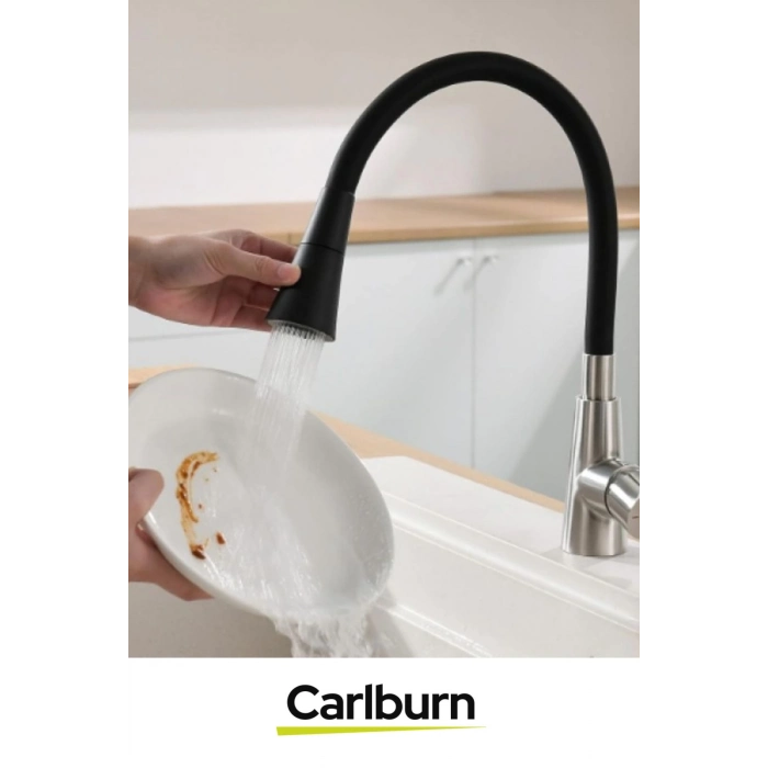 Özel Üretim Yüksek Kaliteli Esnek Paslanmaz Çelik Siyah Gövde Mutfak Lavabo Musluk Başlığı