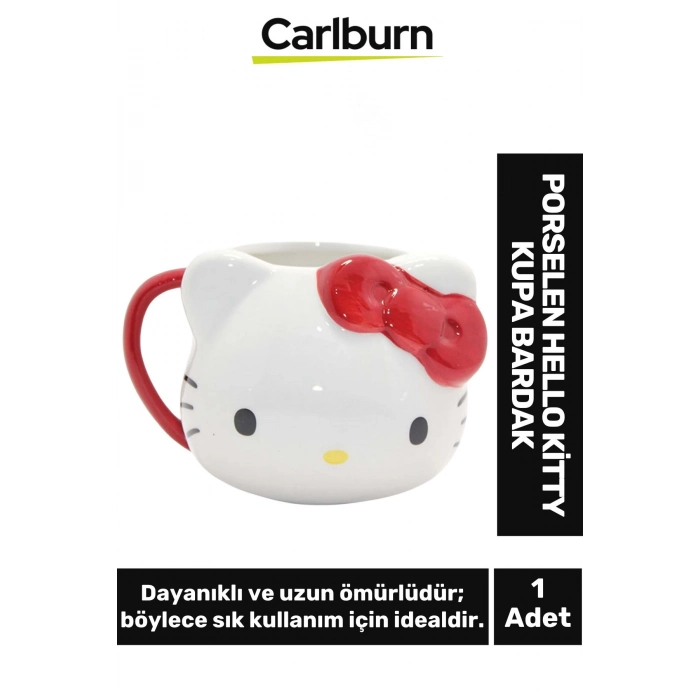 Özel Tasarım Dekoratif Şık Hediyelik Porselen Hello Kitty Kupa Bardak 9*13 Cm