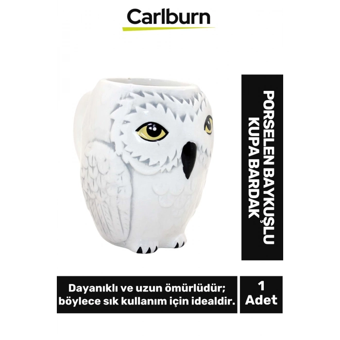 Özel Tasarım Dekoratif Şık Hediyelik Sevgili Eş Dost Arkadaş Porselen Baykuşlu Kupa Bardak 12*13 Cm