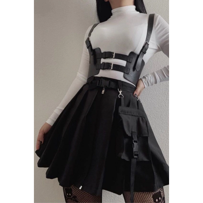 Özel Üretim Fantezi Erotik Seksi Kıyafet Üstüne Yelek Kemer Olarak Takılan Şık Aksesuar