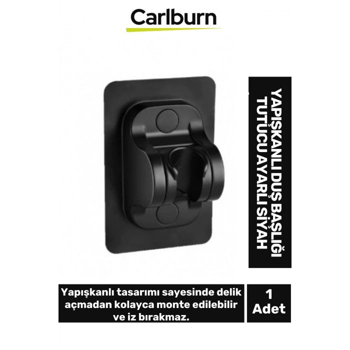 Özel Üretim Ayarlanabilir Estetik Banyoya Zarar Vermeyen Yapışkanlı Duş Başlığı Tutucu Ayarlı Siyah