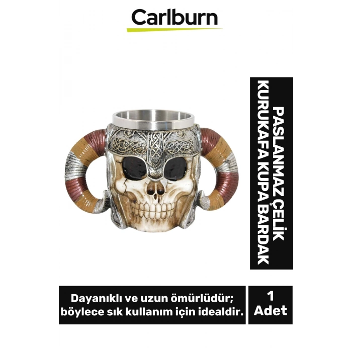 Özel Tasarım Dekoratif Şık Hediyelik Sevgili Arkadaş Paslanmaz Çelik Kurukafa Kupa Bardak 12*18 Cm