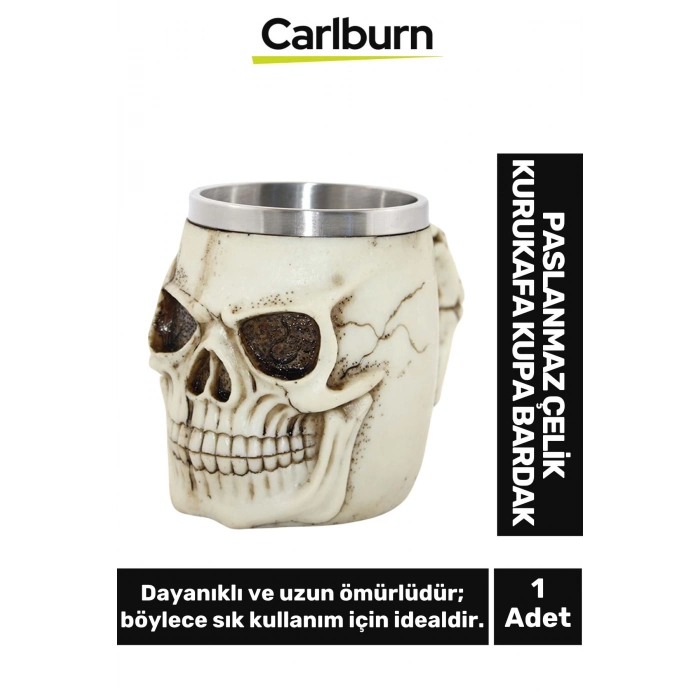 Özel Tasarım Dekoratif Şık Hediyelik Sevgili Arkadaş Paslanmaz Çelik Kurukafa Kupa Bardak 11*15 Cm