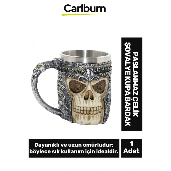 Özel Tasarım Dekoratif Şık Hediyelik Sevgili Arkadaş Paslanmaz Çelik Şovalye Kupa Bardak 12*14 Cm