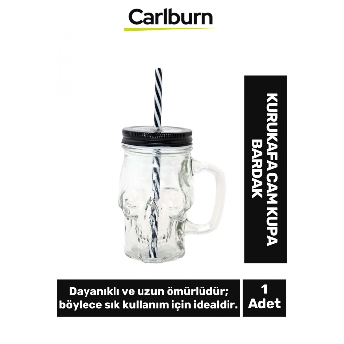 Özel Tasarım Dekoratif Şık Hediyelik Sevgili Arkadaş Kurukafa Cam Kupa Bardak 13*7 Cm