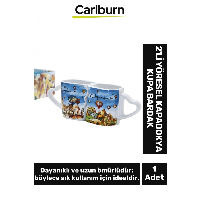 Özel Tasarım Dekoratif Şık Hediyelik Sevgili Arkadaş 2Li Yöresel Kapadokya Kupa Bardak 6,5*10 Cm