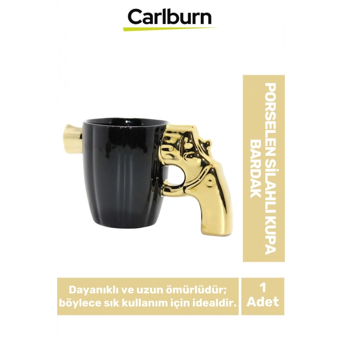 Özel Tasarım Dekoratif Şık Hediyelik Sevgili Arkadaş Porselen Silahlı Kupa Bardak 10*17 Cm