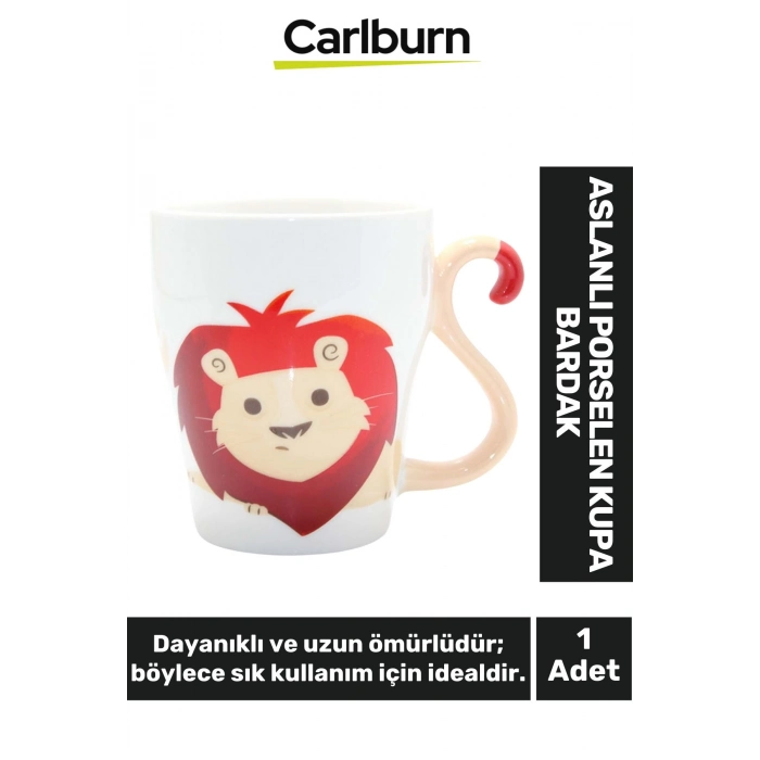 Özel Tasarım Dekoratif Şık Hediyelik Sevgili Arkadaş Aslanlı Porselen Kupa Bardak 10*11 Cm