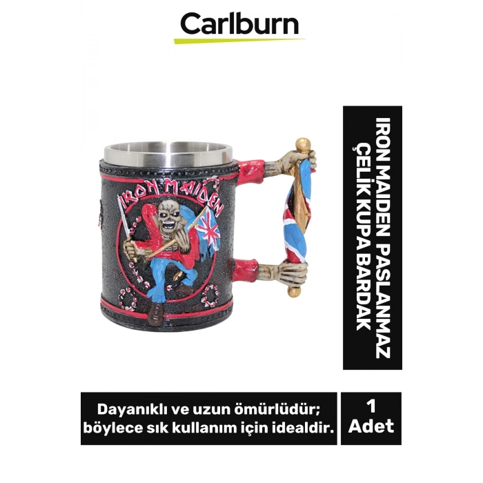 Özel Tasarım Dekoratif Şık Hediye Sevgili Arkadaş Iron Maiden Paslanmaz Çelik Kupa Bardak 12*15 cm