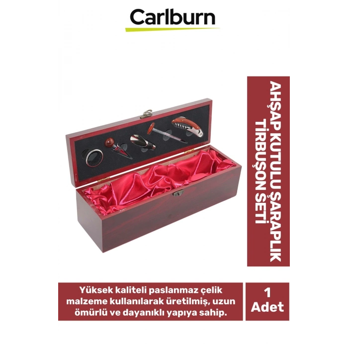 Özel Üretim Sevgili Arkadaş Özel Gün Mantar Açacağı Ahşap Kutulu Şaraplık Tirbuşon Seti 36*11 Cm