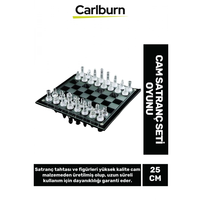 Özel Üretim Dekoratif Eşya Zeka Strateji Hobi Eğlence Cam Satranç Seti Oyunu 25 Cm