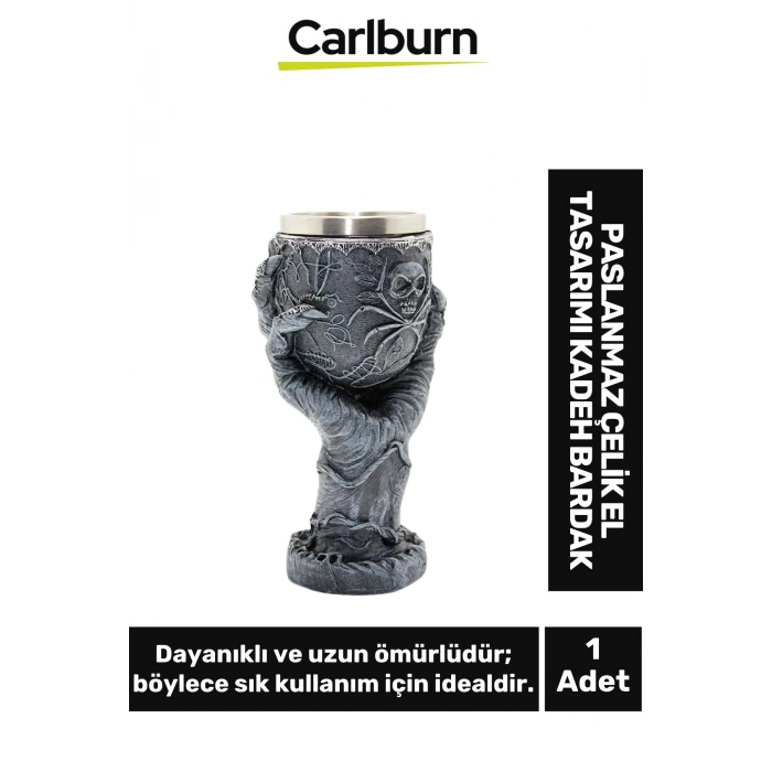 Özel Tasarım Dekoratif Şık Hediyelik Sevgili Arkadaş Paslanmaz Çelik El Kadeh Bardak 19*7 Cm